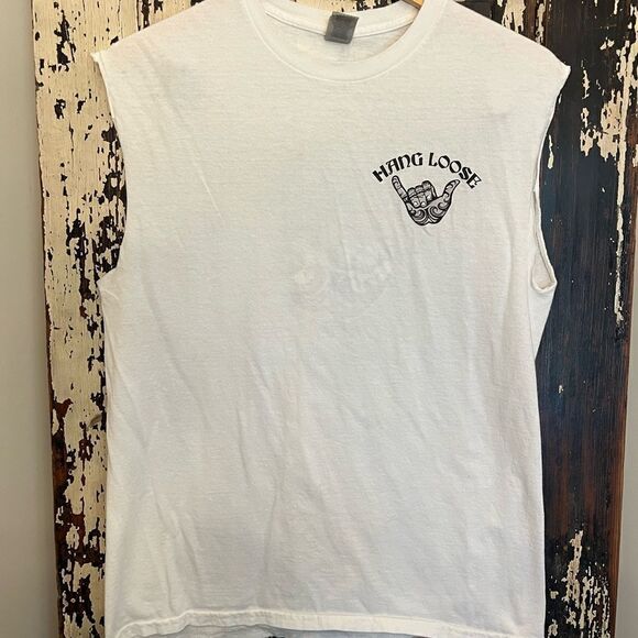 Men’s Hang Loose Maui Hawaii cut off distressed tank top. Size M. - Picture 1 of 7